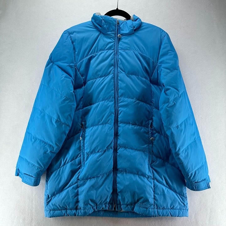 LL Bean Jacket Womens Size M Puffer Hoodie Full Zip Insulated Ripstop Blue