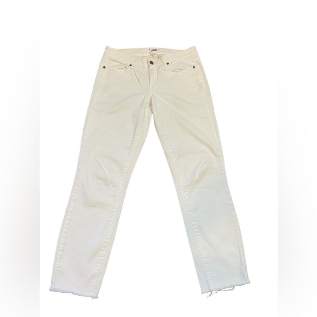 Paige White Verdugo Crop Low Rise Raw Hem Jeans 27