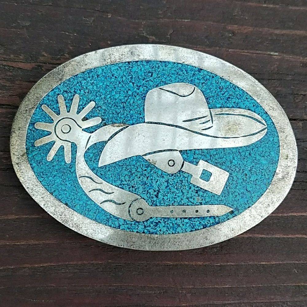 Cowboy Hat & Spurs Belt Buckle