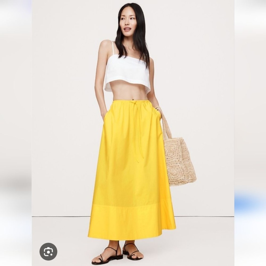 Banana Republic NWT  Sunny Yellow Maxi Skirt XL Cotton Poplin