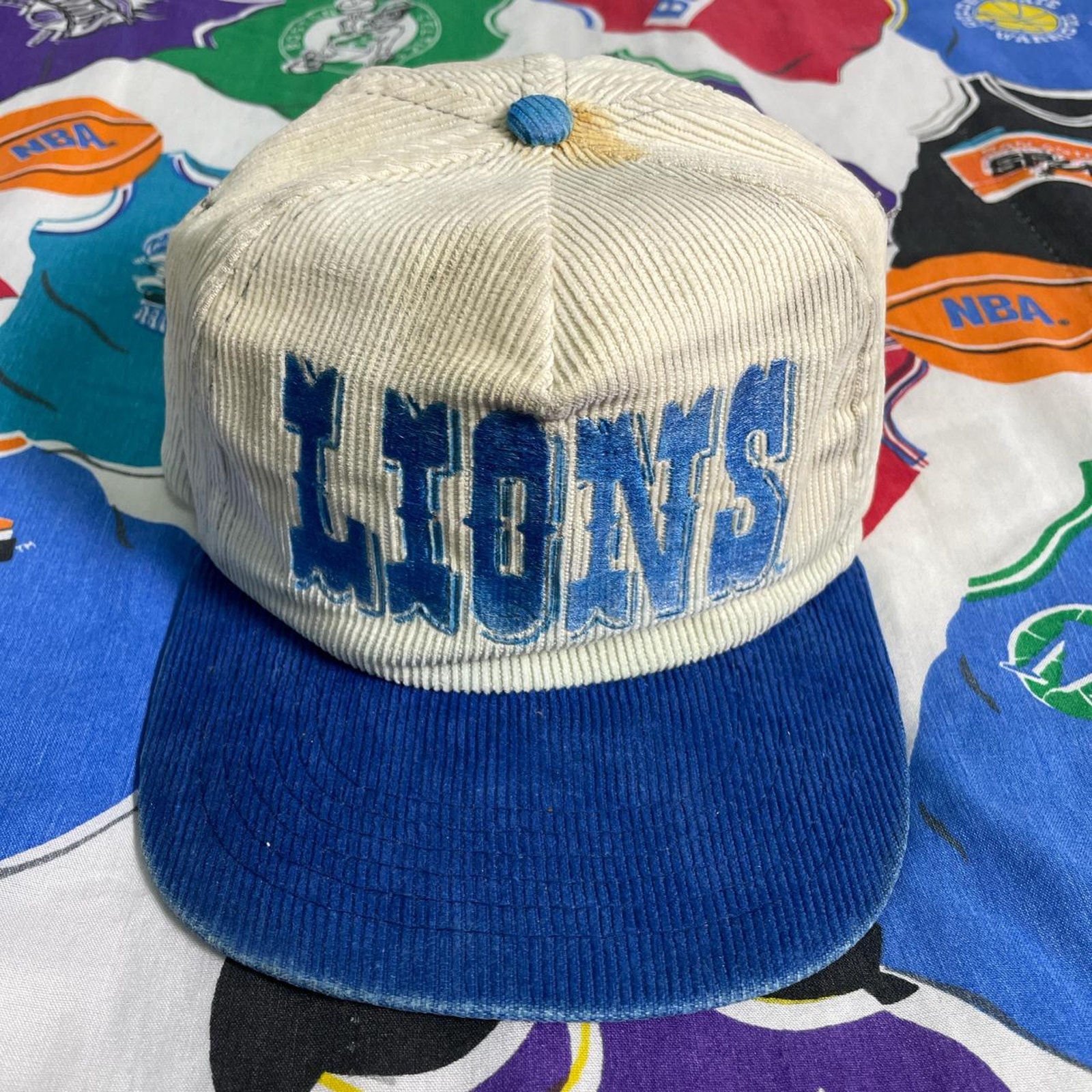 Vintage 90s NFL Detroit Lions Corduroy Super Bowl Football Hat