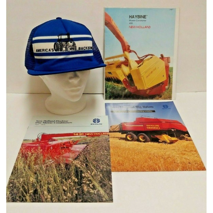 New Holland Farm Brochures Big Balers Haybine Discbine Blue Farm Hat