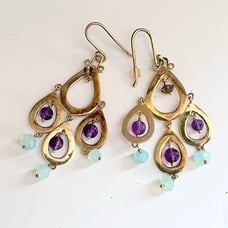 Banana Republic Sterling Silver Vermeil Amethyst Gemstone Chandelier Earrings