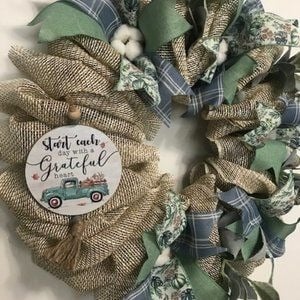 Fall Farmhouse Vintage Blue Truck Wreath