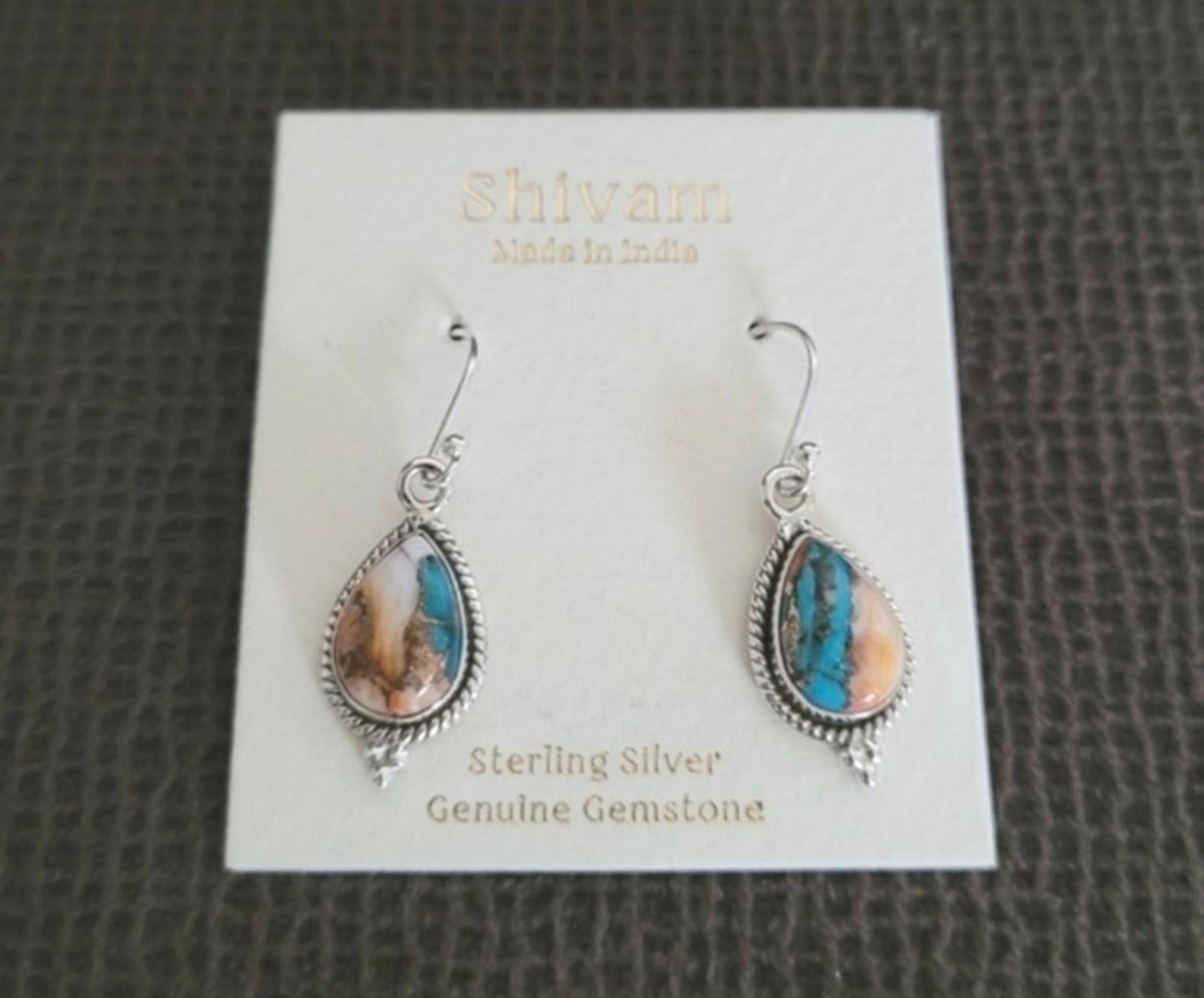 Shivam Oyster Blue Copper Turquoise Teardrop Earring