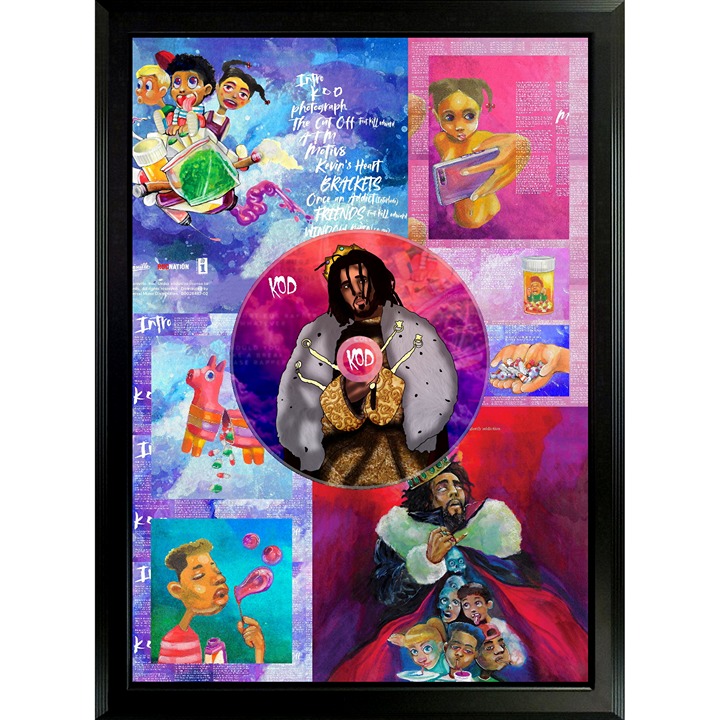 J. Cole 'KOD' Iconic Album Framed CD Poster, Hip Hop Masterpiece Collectible Art