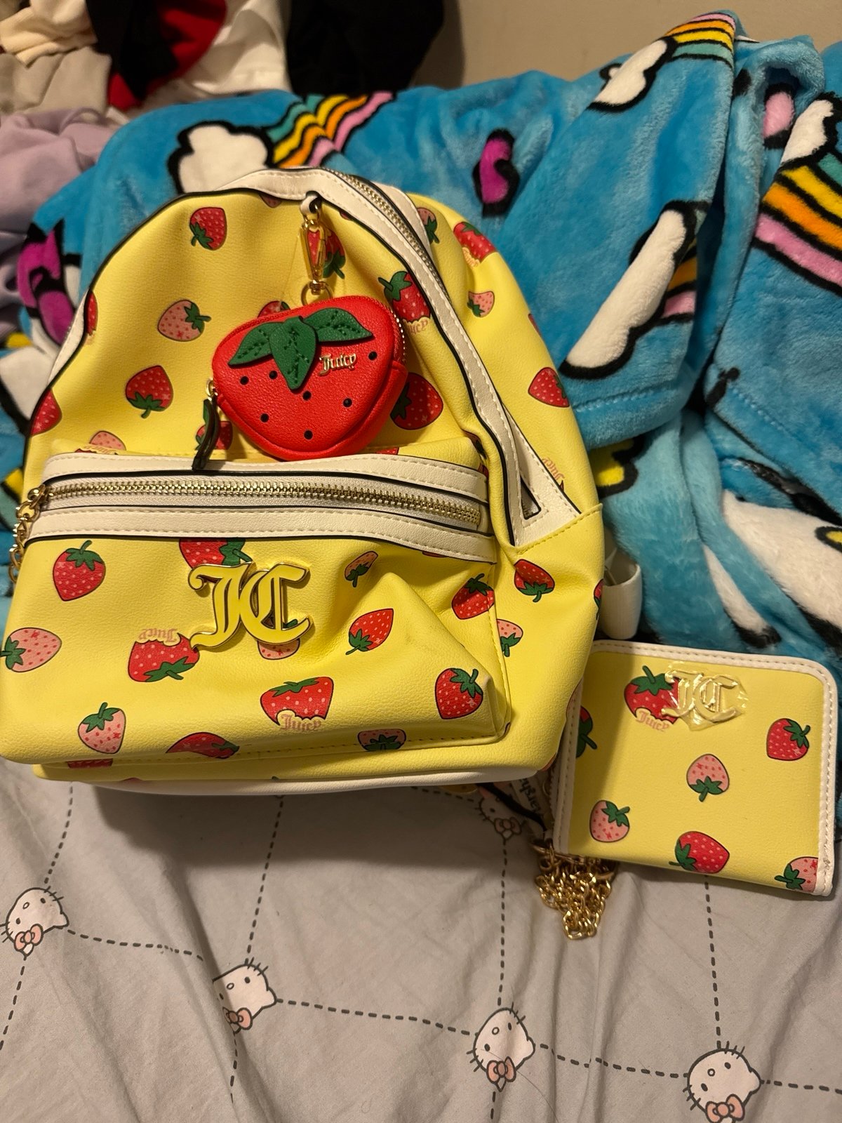 Juicy Couture Strawberry Backpack, Wallet and Coin Purse Set