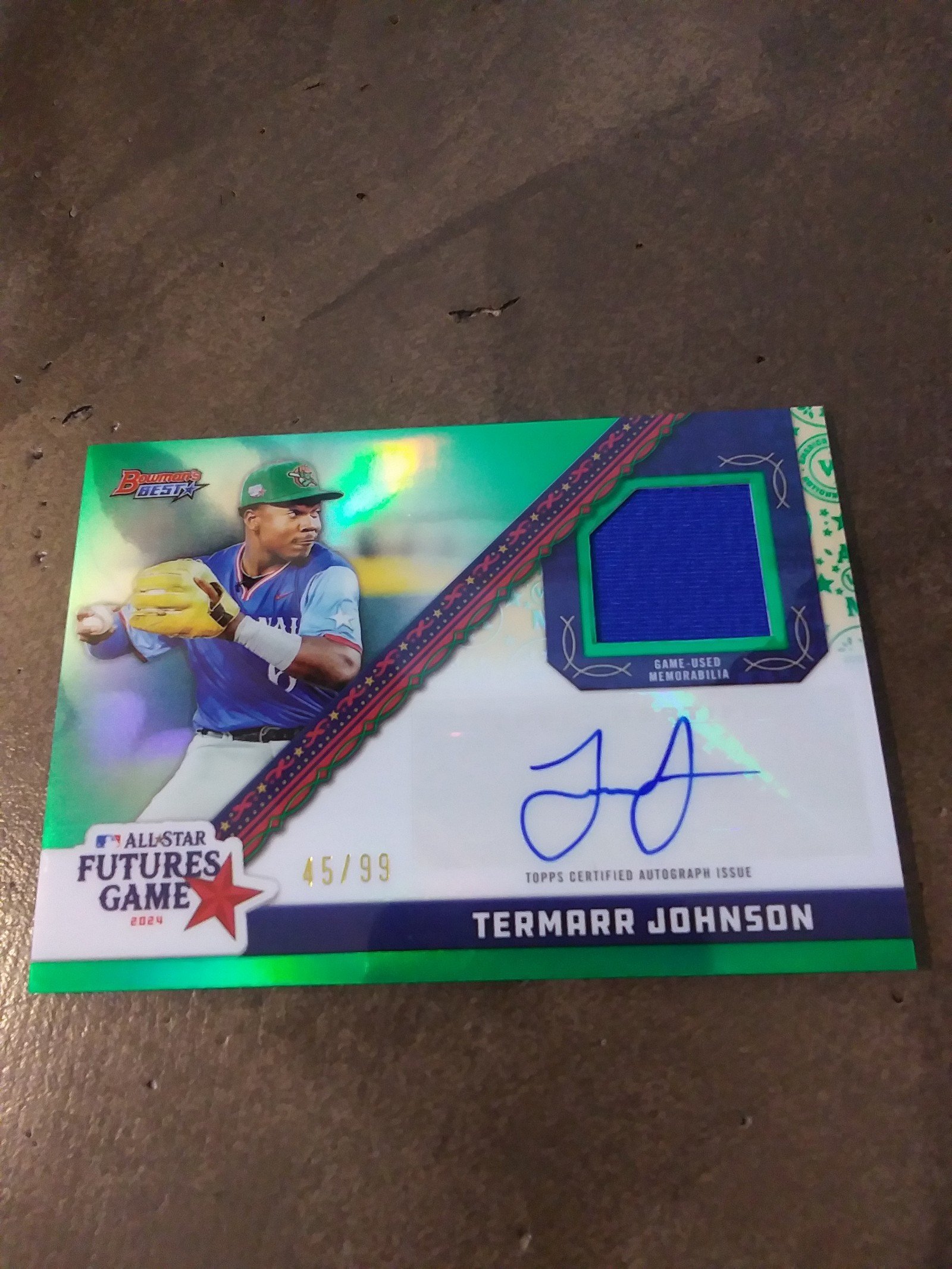 TERMARR JOHNSON BOWMANS BEST FUTURES GAME GREEN PATCH AUTO RC#/99 PIRATES HOT