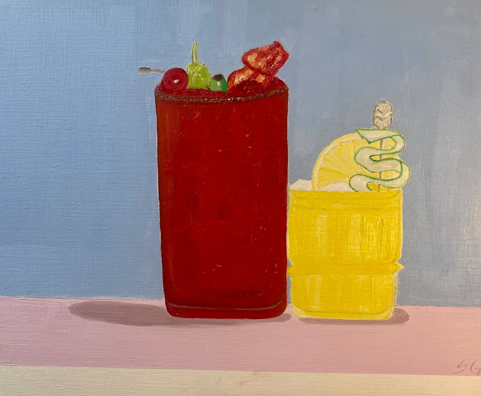 Cocktails painting 11x14 canvas paper