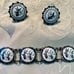 Vintage 1940’s Niello Siam Silver Rare White Bracelet and Earrings