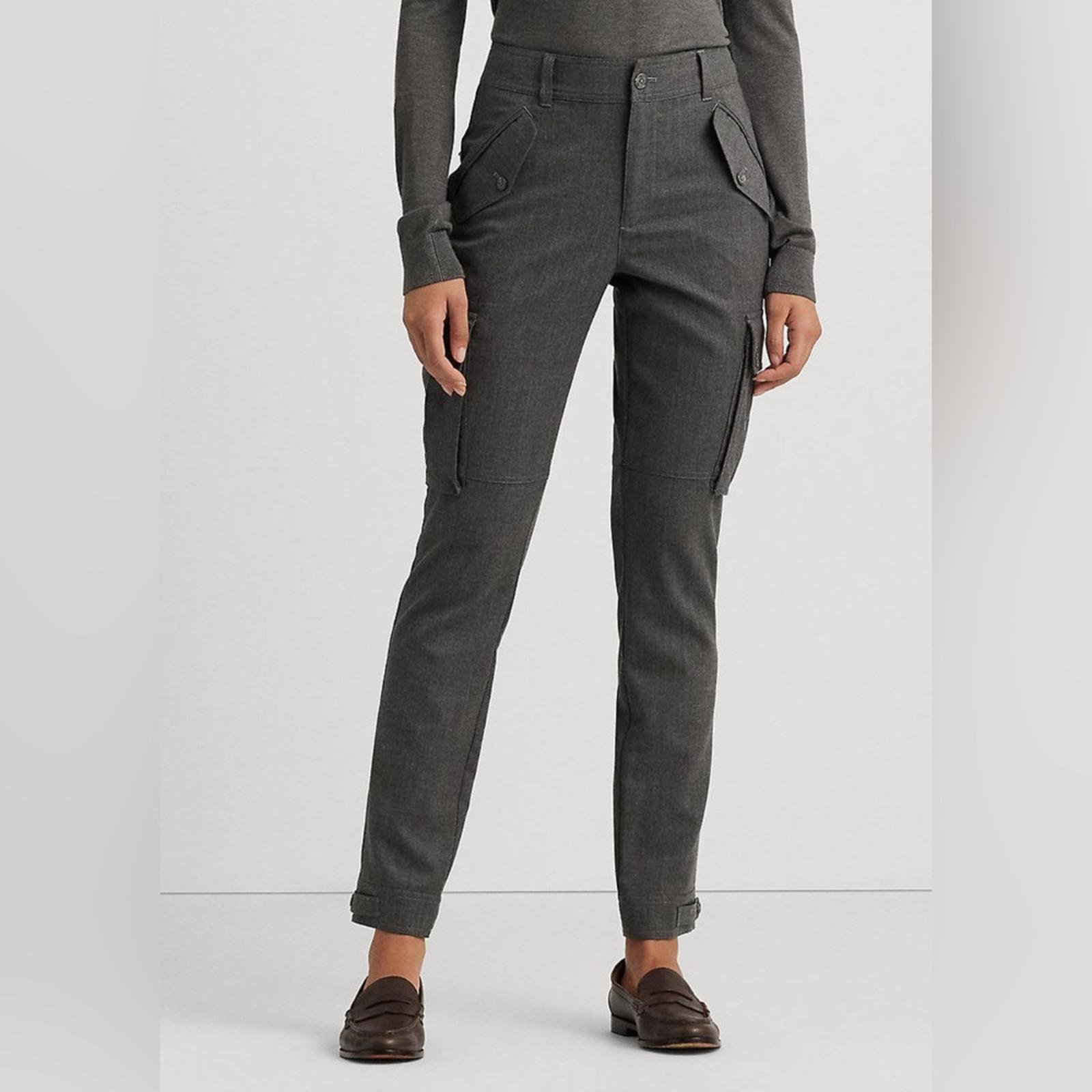 Lauren Ralph Lauren Wool Twill Cargo Pants in Grey, Size 8 New w/Tag 245
