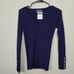 Scots Glen Women's S Vneck Henley Sweater Royal Blue 100% Cashmere Button Wrist