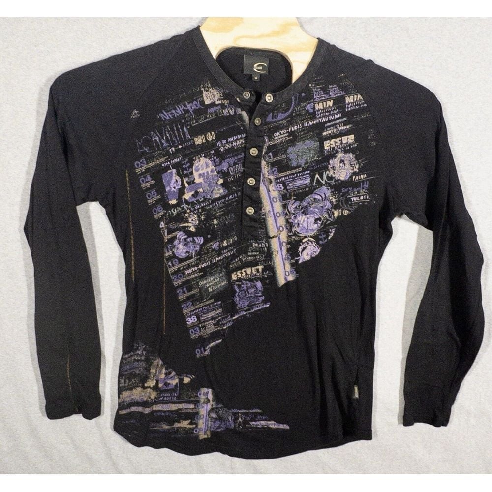 Just Cavalli Snap Front Henley Mens Medium