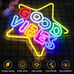 Good Vibes LED Neon Sign, Colorful Star Neon Sign for Wall Decoration 15.7x15.7