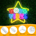 Good Vibes LED Neon Sign, Colorful Star Neon Sign for Wall Decoration 15.7x15.7