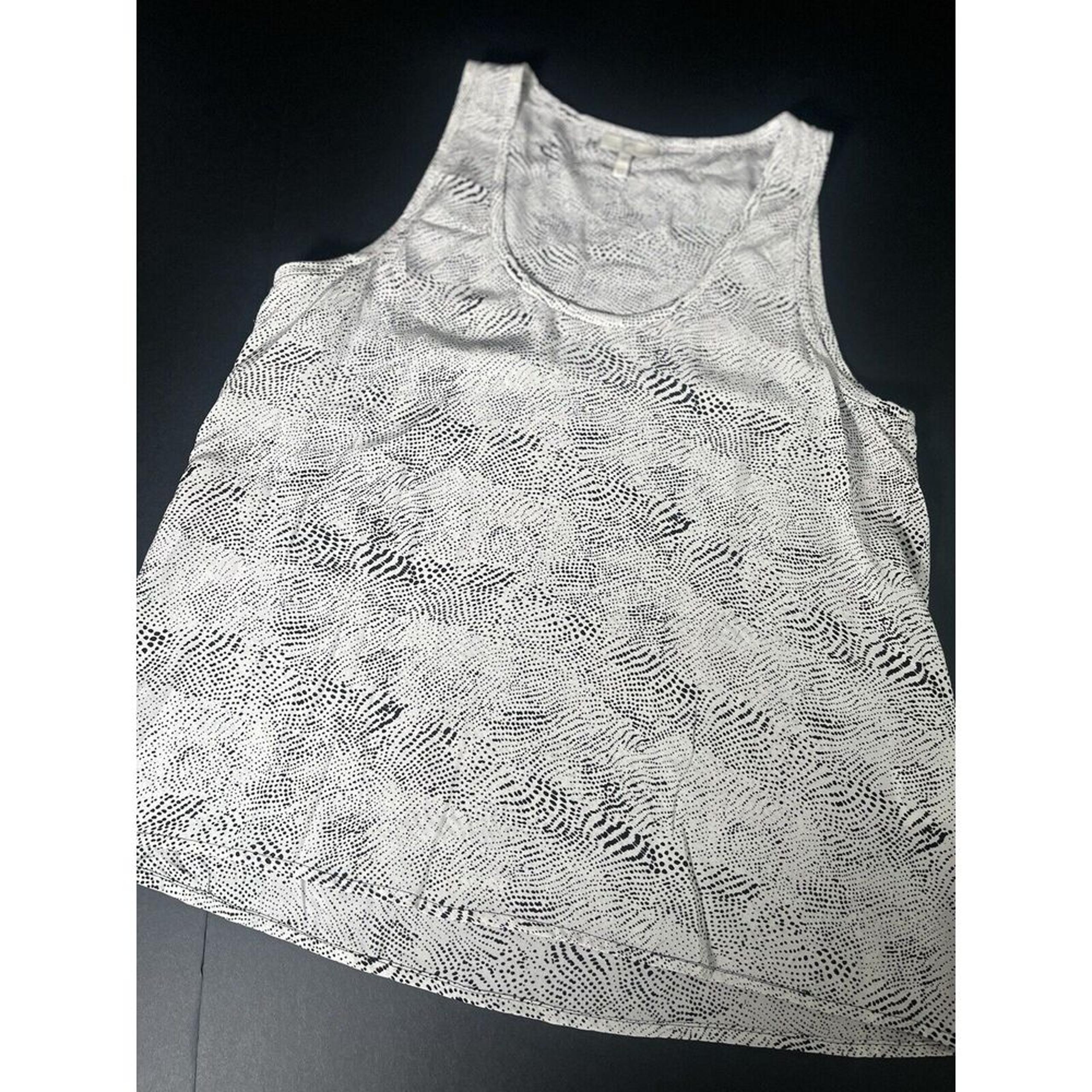 Joie Womens Polka Dot Scoop Neck Tank Top Blouse White Black Silk Size M