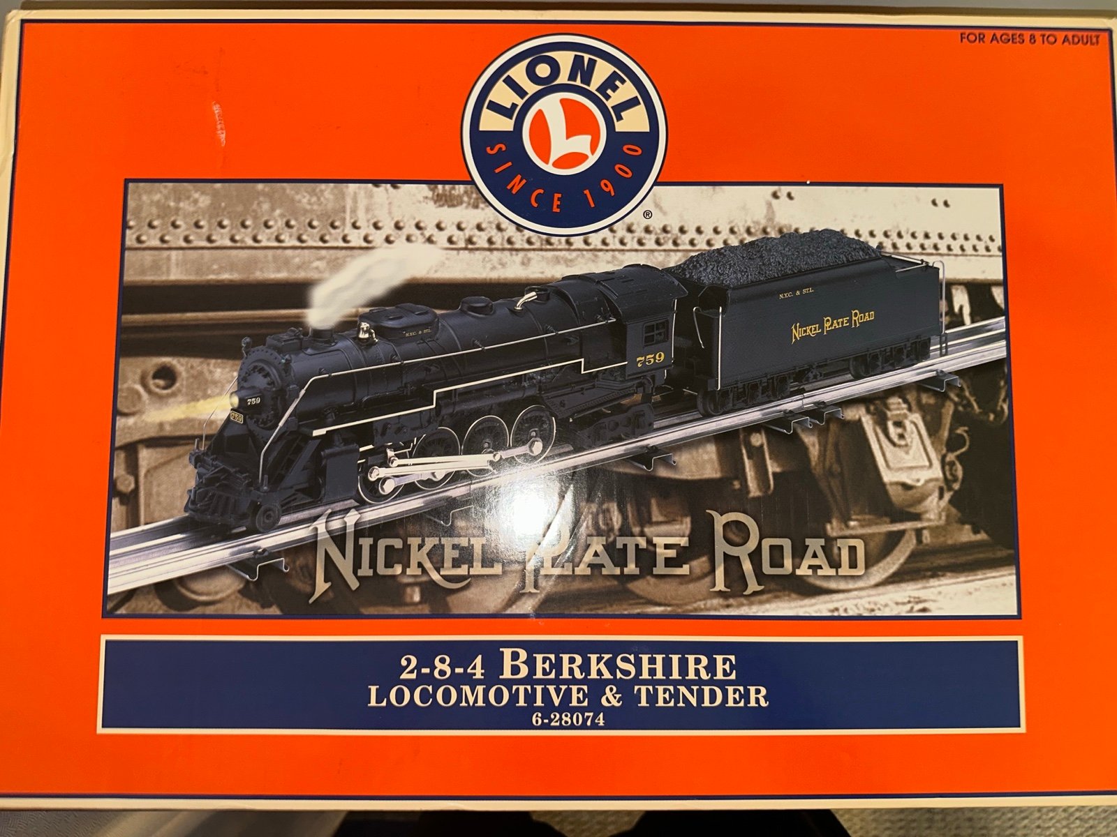 6-28074 Lionel, 2-8-4 Nickel Plate Road Berkshire #759
