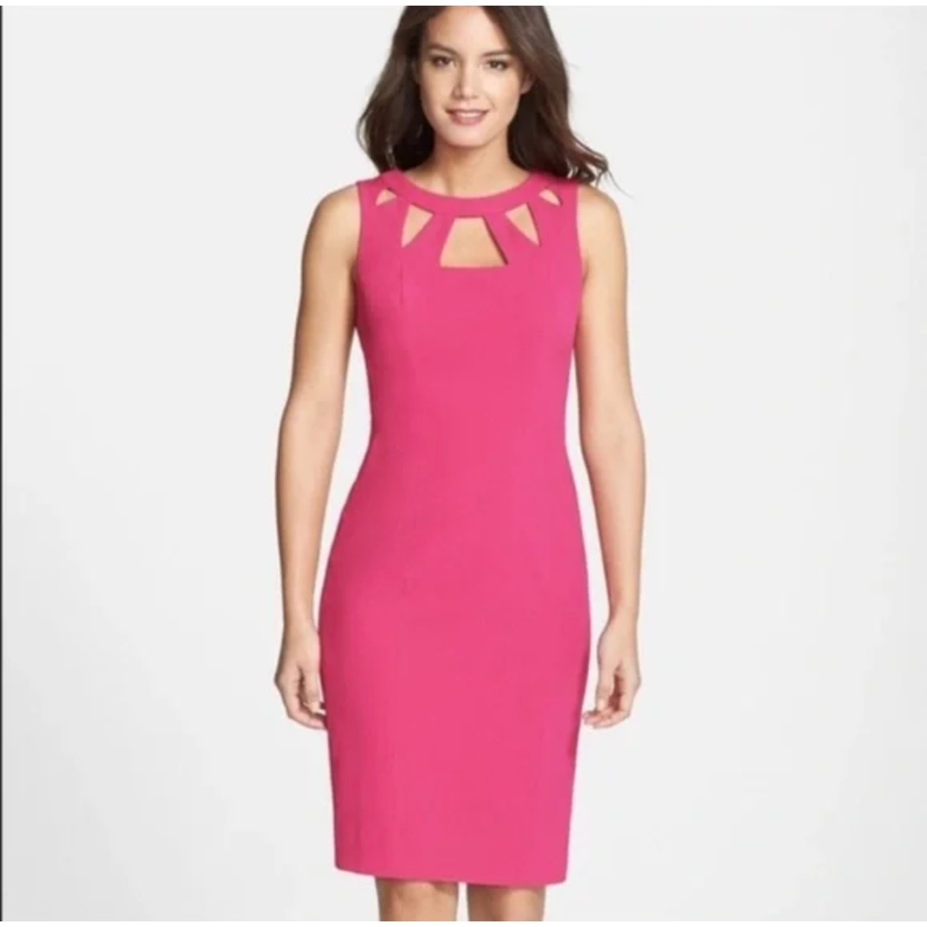 Eliza J. Women's Sleeveless Cutout Hot Pink Sheath Dress Size 2