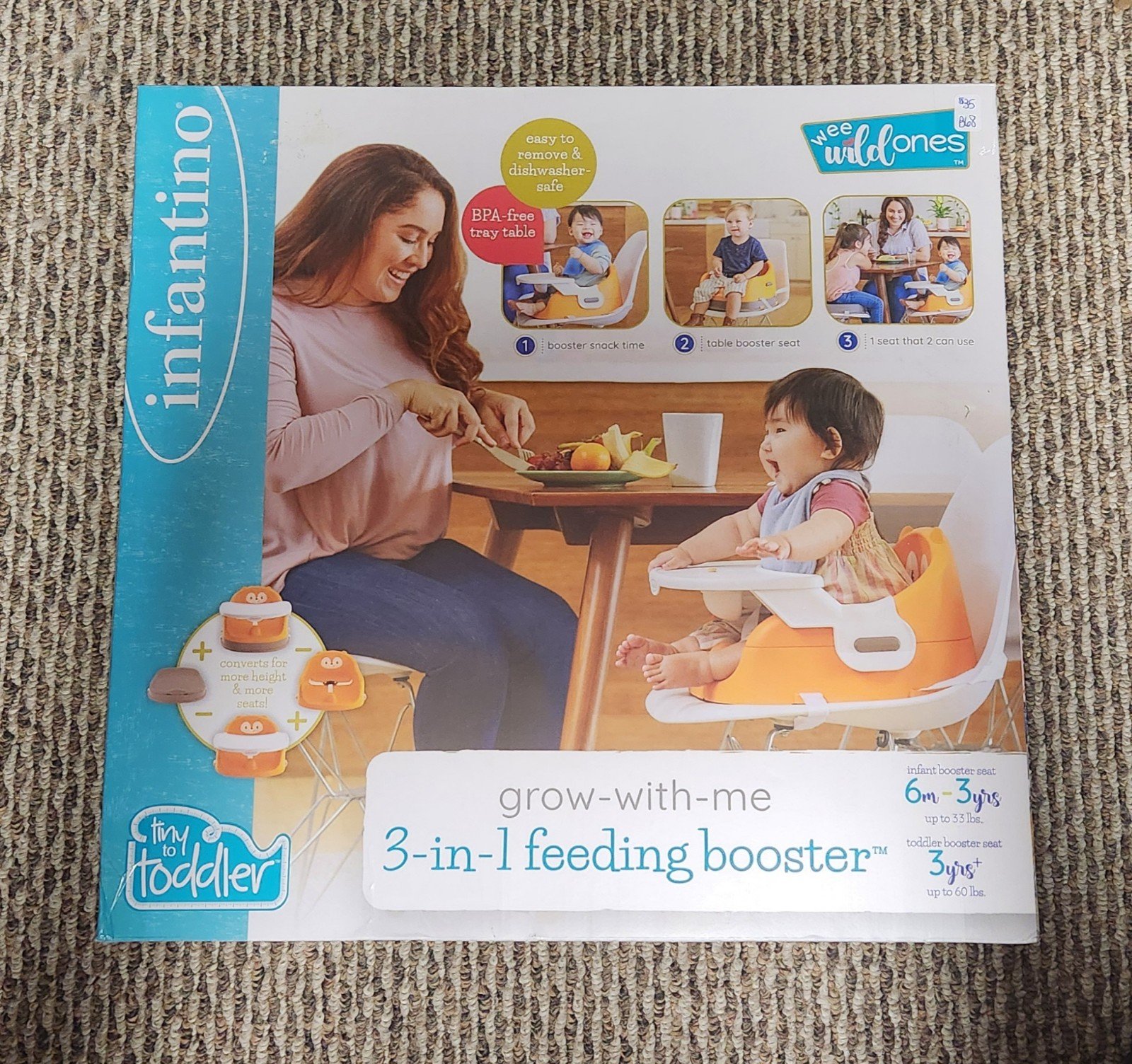 4-in-1 Baby to Toddler Booster Seat, Unisex, Orange Fox ~NEW~