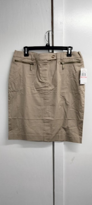 NWT Michael Kors Khaki Knee Length Pencil Zipper Detail Skirt size M