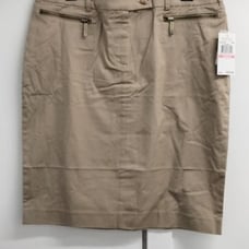 NWT Michael Kors Khaki Knee Length Pencil Zipper Detail Skirt size M