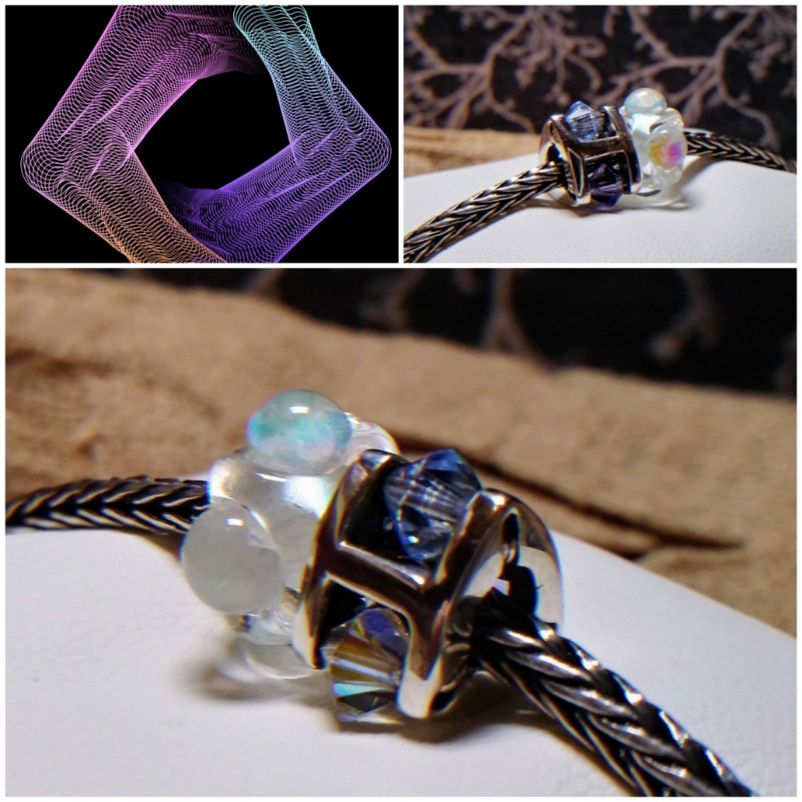 TROLLBEADS 925 Sterling Silver Summer Jewel & Dichroic Ice Beads Set of 2
