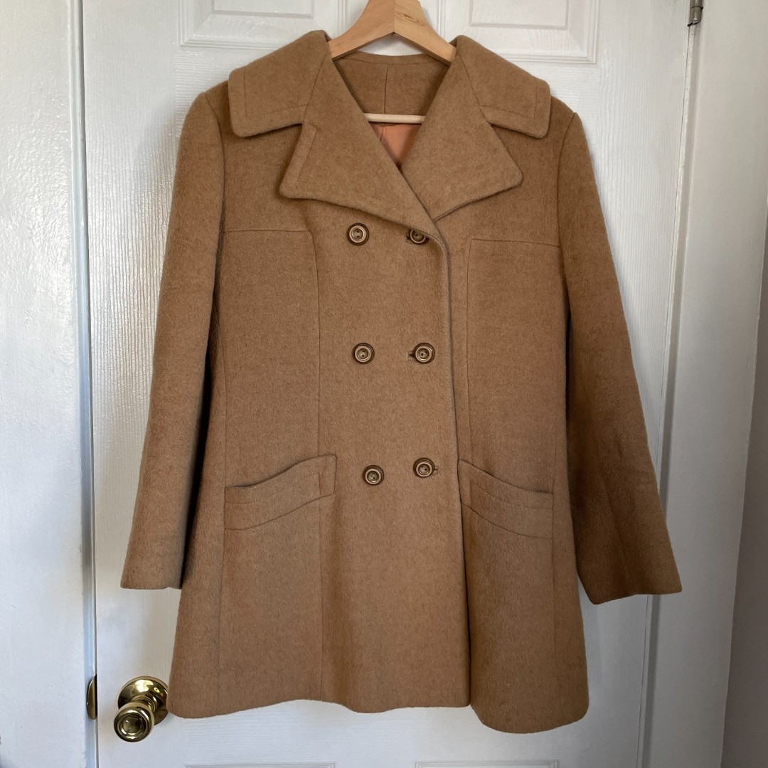 Vintage wool camel tan pea coat