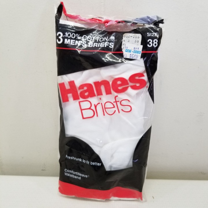 Hanes Size 38 Mens White Briefs Underwear Preshrunk 3 Pair NEW 1987