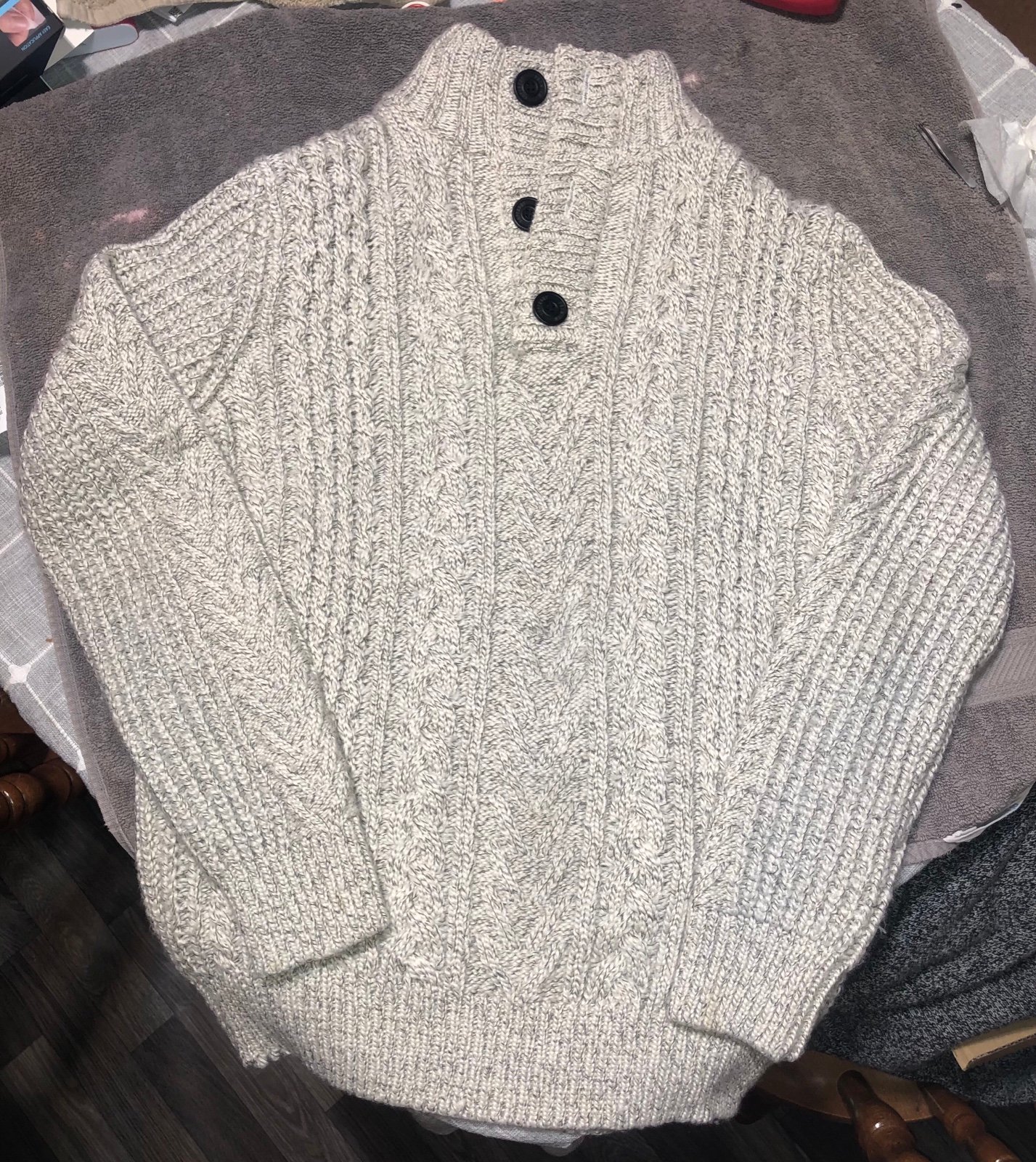 ❤️Super Dry JPN Chunk Knit Button Neck Jumper Sweater
