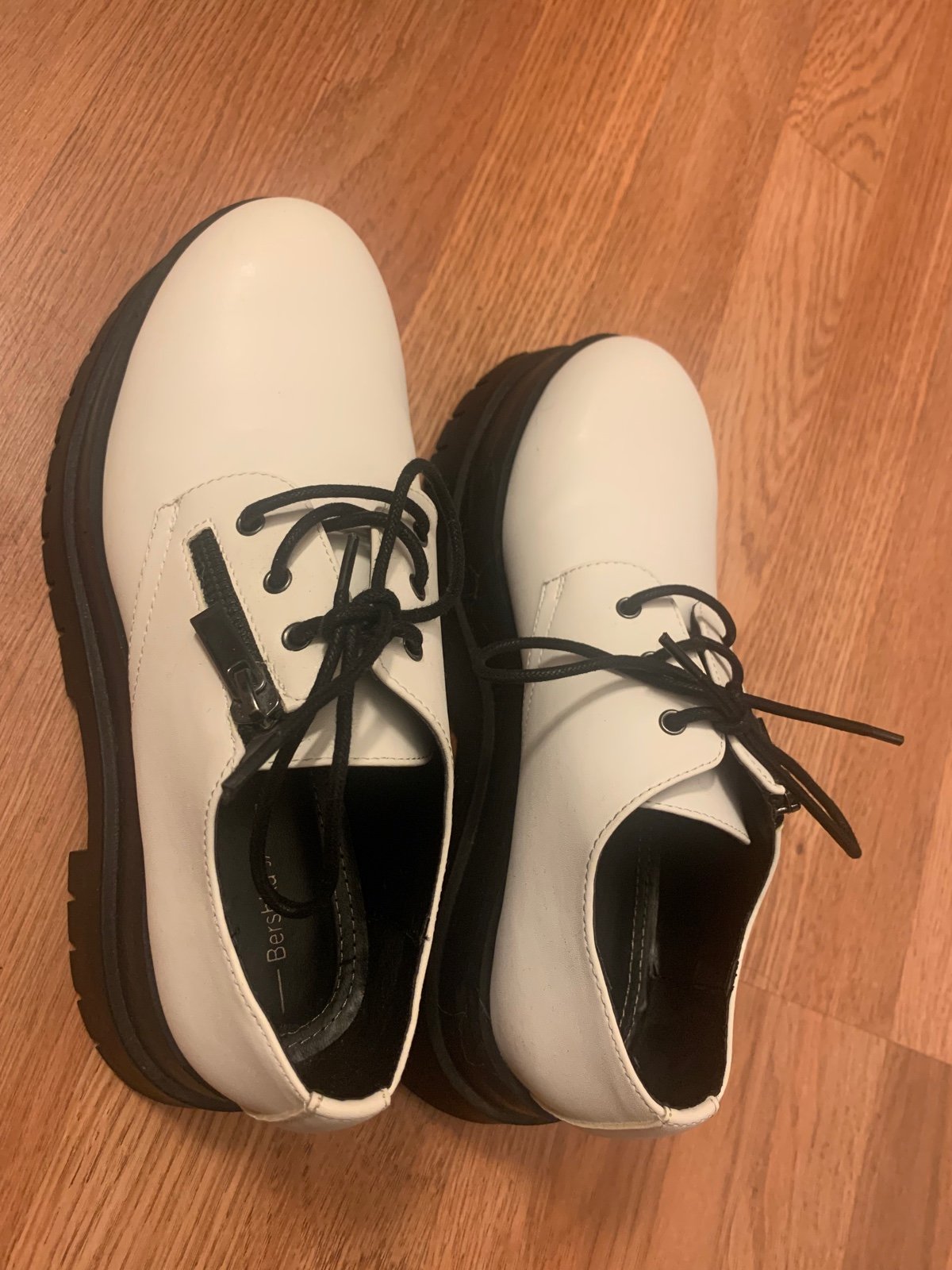 Bershka chunky derby white shoe