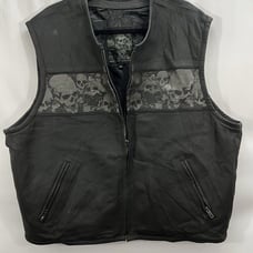 Motorcycle Leather Reflect Vest,Conceal Pockets,Size XXL,#TG