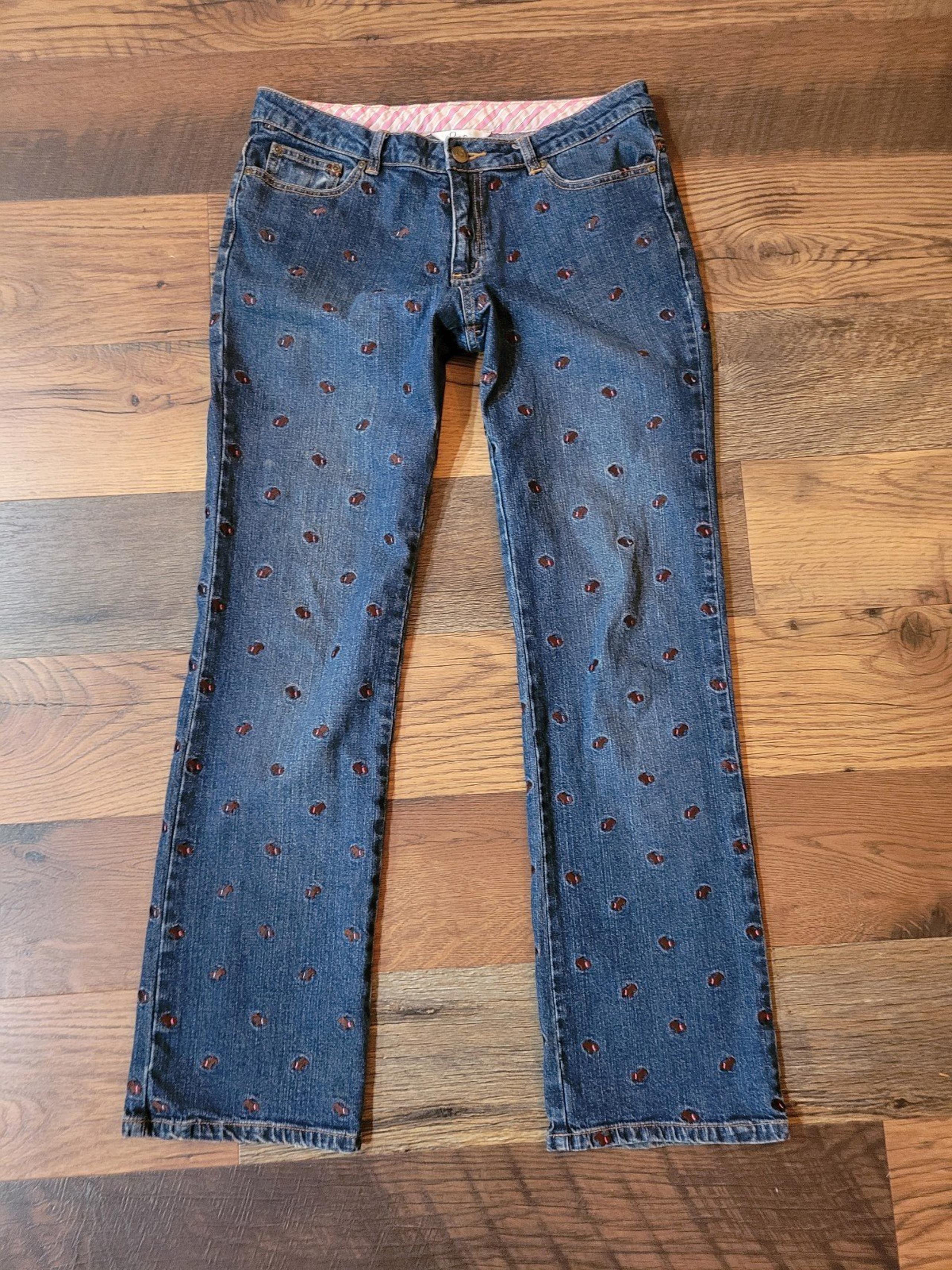 Lilly Pulitzer Denim Boot Cut Blue Jeans Embroidered Scottie Dog  Women's Size 8