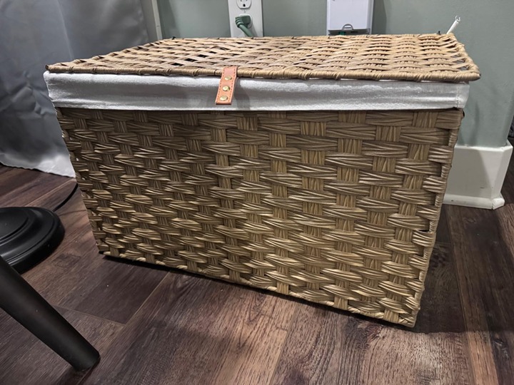 Storage Basket with Lid, 160L Large Wicker Basket with Lid, Handwoven