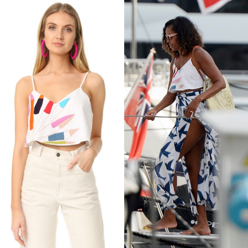 Mara Hoffman Embroidered Cropped Cami Ivory XS Beach Vacation Michelle Obama