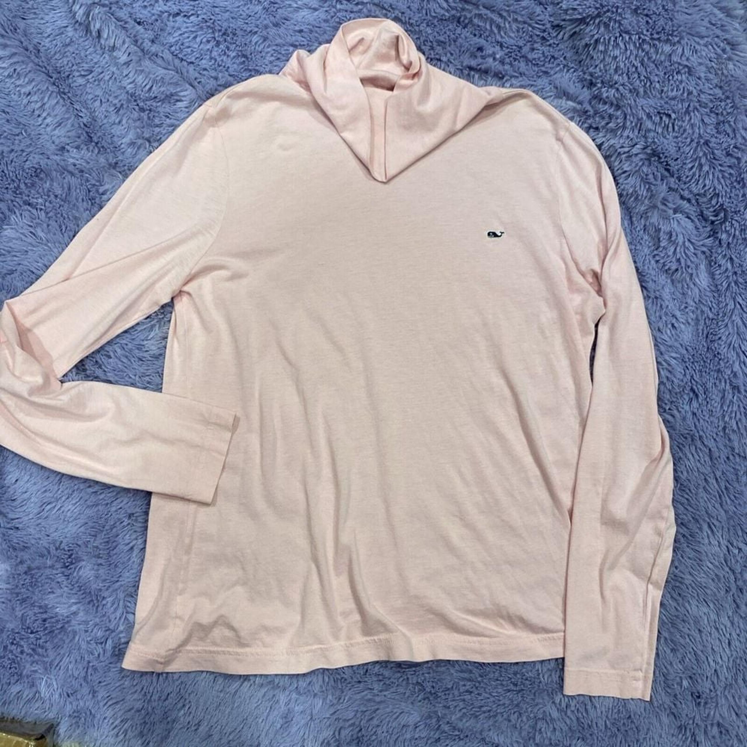 Vineyard Vines Women's Turtleneck Medium Light Pink Solid Long Sleeve