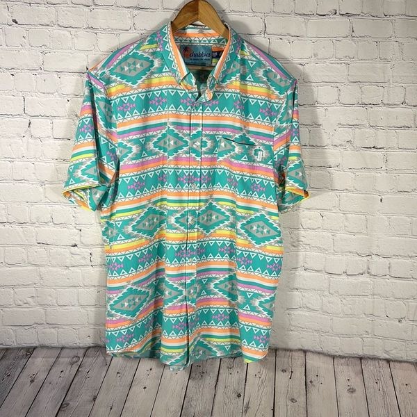 CHUBBIES Southwestern Aztec Geometric Design Button Down Short Sleeve Men’s XXL