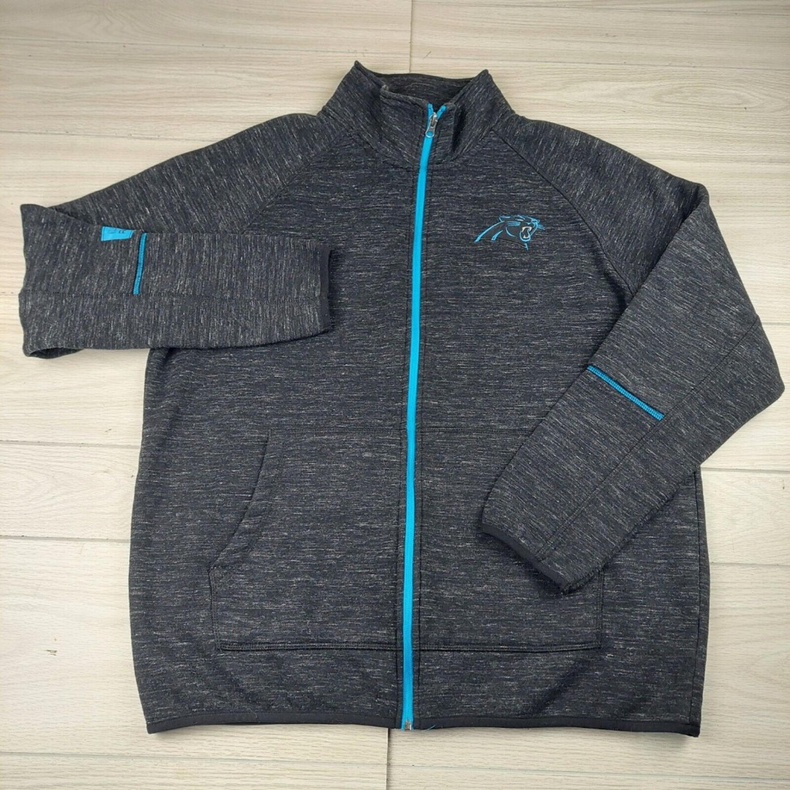 NFL Carolina Panthers Sweater Jacket Mens XL Black Full Zip Long Sleeve Football