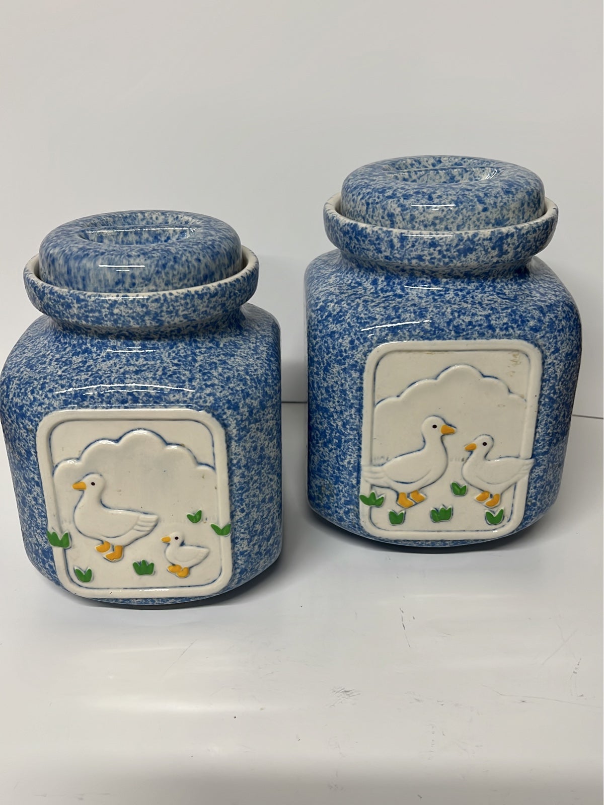 Vintage Ceramic 2 Piece Duck Canister Set by Pottery Craft