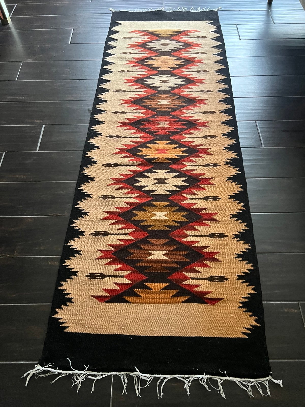 Handmade wool runner 2x6ft