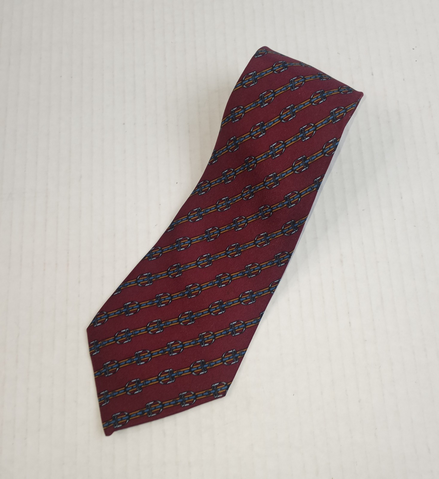 Hermes 812 MA Burgundy 100% Silk Necktie