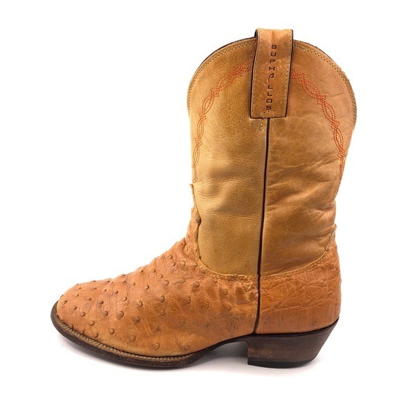 Buphallos Ostrich Quill Leather Western Boots