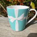 Tiffany and co. Coffee/tea cup teal cup white ribbon bow Japan made glass