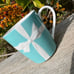 Tiffany and co. Coffee/tea cup teal cup white ribbon bow Japan made glass