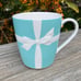 Tiffany and co. Coffee/tea cup teal cup white ribbon bow Japan made glass