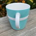Tiffany and co. Coffee/tea cup teal cup white ribbon bow Japan made glass