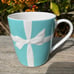 Tiffany and co. Coffee/tea cup teal cup white ribbon bow Japan made glass