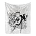 Medieval Knight Ambesonne Black White Art Soft Flannel Fleece Throw Blanket Plus
