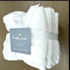 8pc TRULY LOU 100% Cotton Wash Towel Set- White