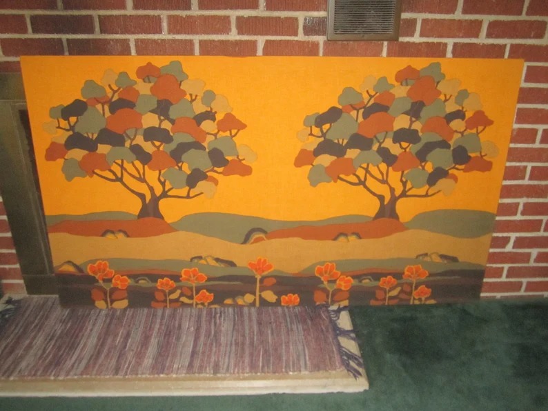 Vintage 1970s Internationales Stoffdesign Anne Schulte-Huxel 58x34 Cotton Fabric
