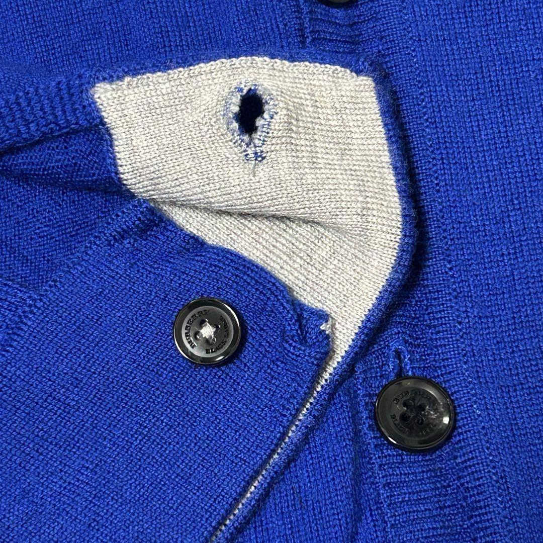 ★Rare Color L Size★ Burberry Black Label Cardigan Horse Logo Blue - detail